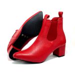 Bota Feminina Social Lirom Cano Curto Elástico Vermelha