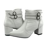Bota Feminina Social Lirom Cano Curto Fivela Branca