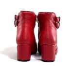 Bota Feminina Social Lirom Cano Curto Fivela Vermelha