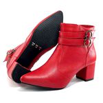Bota Feminina Social Lirom Cano Curto Fivela Vermelha