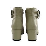 Bota Feminina Social Lirom Cano Curto Fivela Marfim