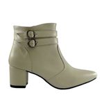 Bota Feminina Social Lirom Cano Curto Fivela Marfim