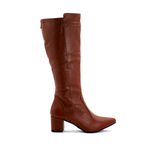 Botas Femininas De Montaria Lirom Cano Alto Com Salto Em Couro Legitimo Marrom