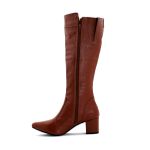 Botas Femininas De Montaria Lirom Cano Alto Com Salto Em Couro Legitimo Marrom