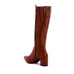 Botas Femininas De Montaria Lirom Cano Alto Com Salto Em Couro Legitimo Marrom