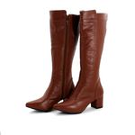 Botas Femininas De Montaria Lirom Cano Alto Com Salto Em Couro Legitimo Marrom