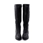 Botas Femininas De Montaria Lirom Cano Alto Com Salto Em Couro Legitimo Preta