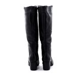 Botas Femininas De Montaria Lirom Cano Alto Com Salto Em Couro Legitimo Preta