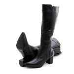 Botas Femininas De Montaria Lirom Cano Alto Com Salto Em Couro Legitimo Preta