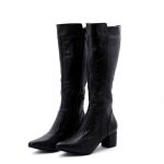 Botas Femininas De Montaria Lirom Cano Alto Com Salto Em Couro Legitimo Preta