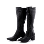 Botas Femininas De Montaria Lirom Cano Alto Com Salto Em Couro Legitimo Preta