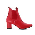 Bota Feminina Social Bico Fino Lirom Cano Curto Vermelha