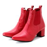 Bota Feminina Social Bico Fino Lirom Cano Curto Vermelha