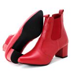 Bota Feminina Social Bico Fino Lirom Cano Curto Vermelha