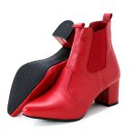 Bota Feminina Social Bico Fino Lirom Cano Curto Vermelha