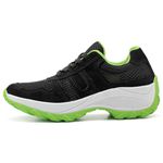 Tenis Feminino Lirom Casual Caminhadas Leve Confortável Preto/Verde