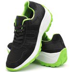 Tenis Feminino Lirom Casual Caminhadas Leve Confortável Preto/Verde