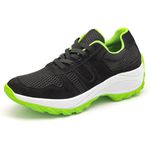 Tenis Feminino Lirom Casual Caminhadas Leve Confortável Preto/Verde