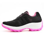 Tenis Feminino Casual Lirom Caminhada Leve Confortável Preto/Rosa