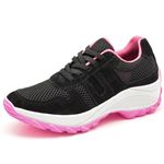 Tenis Feminino Casual Lirom Caminhada Leve Confortável Preto/Rosa