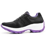 Tenis Feminino Lirom Casual Cadarço Elástico Leve Confortável Preto/Roxo