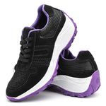 Tenis Feminino Lirom Casual Cadarço Elástico Leve Confortável Preto/Roxo