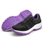 Tenis Feminino Lirom Casual Cadarço Elástico Leve Confortável Preto/Roxo
