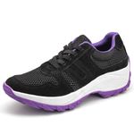 Tenis Feminino Lirom Casual Cadarço Elástico Leve Confortável Preto/Roxo