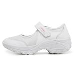 Tênis Feminino Sapatilha Boneca Lirom Confortável Recortes Velcro Tecido e Couro Branco