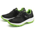 Tênis Feminino Caminhada Lirom Com Velcro Em Couro Preto/Verde