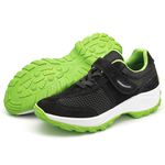 Tênis Feminino Caminhada Lirom Com Velcro Em Couro Preto/Verde