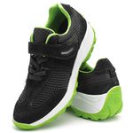 Tênis Feminino Caminhada Lirom Com Velcro Em Couro Preto/Verde