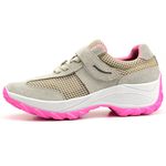 Tênis Feminino Caminhada Lirom Com Velcro Em Couro Confortável