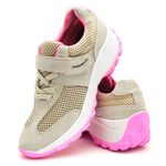 Tênis Feminino Caminhada Lirom Com Velcro Em Couro Confortável