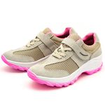 Tênis Feminino Caminhada Lirom Com Velcro Em Couro Confortável