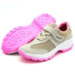 Tênis Feminino Caminhada Lirom Com Velcro Em Couro Confortável