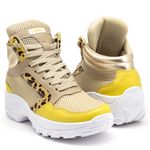 Tênis Feminino Casual Academia Lirom Fitness Lingua Alta Em Couro Luxo Onça