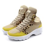 Tênis Feminino Casual Academia Lirom Fitness Lingua Alta Em Couro Luxo Onça