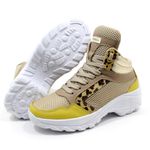 Tênis Feminino Casual Academia Lirom Fitness Lingua Alta Em Couro Luxo Onça