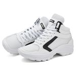 Tênis Feminino Sneaker Academia Lirom Fitness Lingua Alta Casual Em Couro Branco