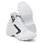 Tênis Feminino Sneaker Academia Lirom Fitness Lingua Alta Casual Em Couro Branco