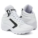 Tênis Feminino Sneaker Academia Lirom Fitness Lingua Alta Casual Em Couro Branco