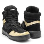 Tenis Feminino Sneakers Lirom Fit Preto e Dourado
