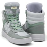 Tenis Feminino Sneakers Lirom Fitness Couro Verde E Branco