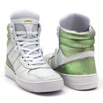 Tenis Feminino Sneakers Lirom Fitness Couro Branco/Verde 