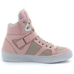Tenis Feminino Botinha De Treino Lirom Fitness Em Couro Cano Alto Rosa