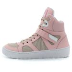 Tenis Feminino Botinha De Treino Lirom Fitness Em Couro Cano Alto Rosa