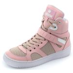 Tenis Feminino Botinha De Treino Lirom Fitness Em Couro Cano Alto Rosa