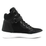 Tenis Masculino Top Fitness Cano Alto Em Couro Preto/Branco