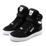 Tenis Masculino Top Fitness Cano Alto Em Couro Preto/Branco